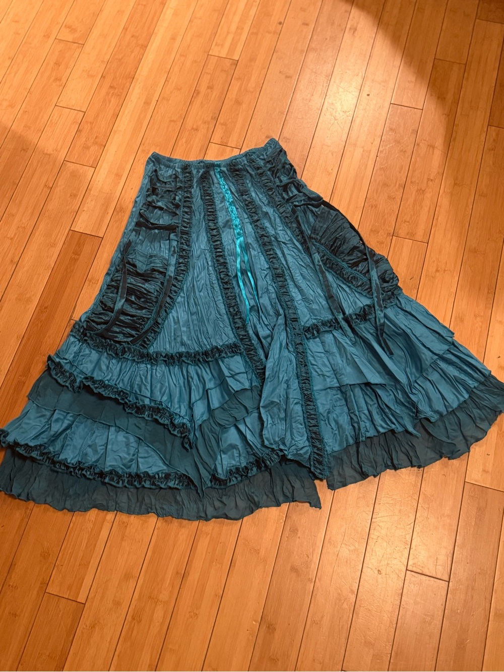 Pirate Fairy Skirt Bohemian Teal Ruffle Maxi Skirt